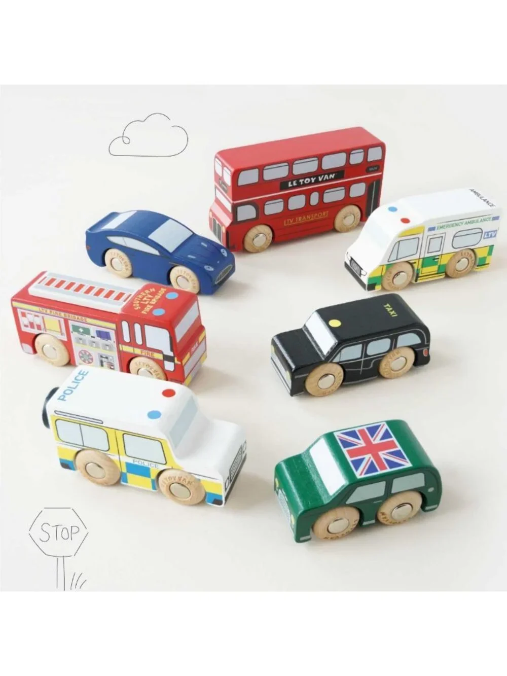 Premium Wooden Car Set for Kids, 7-Piece Toy Collection, Ages 3+, Fun Playtime